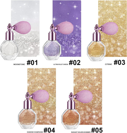 Body Glitter Powder,Shiny Body Glitter Spray for Women, Hairspray Long-Lasting Highlight Powder Spray Makeup Glitter,Makeup for Body, Hair, Face and Clothing (Moonstone)