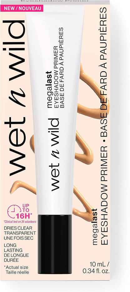 Wet n Wild Megalast Eyeshadow Primer, Lightweight Eyelid Primer for Long Lasting Makeup, Infused with Vitamin E, Clear Finish, 16-Hour Wear, 10 ml