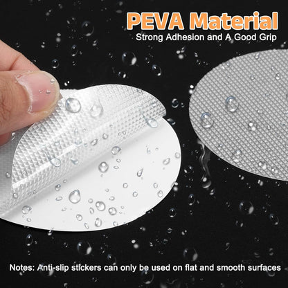 sourcing map 24pcs Non-Slip Bathtub Stickers,PEVA Anti-Slip Shower Stickers Showers Treads Round Appliques with 2 Pcs Scraper for Bath Tub Shower Stairs, Grey