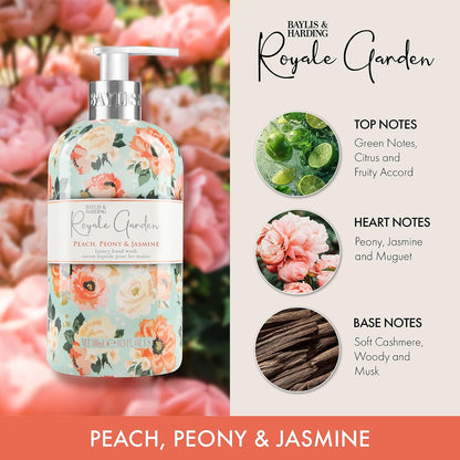 Baylis &amp; Harding Royale Garden Peach Peony &amp; Jasmine Hand Wash 500ml,pack of 6