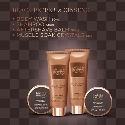 Baylis &amp; Harding Black Pepper &amp; Ginseng Men's The Essentials Tin Kit Gift Set (Pack of 1) - Vegan Friendly