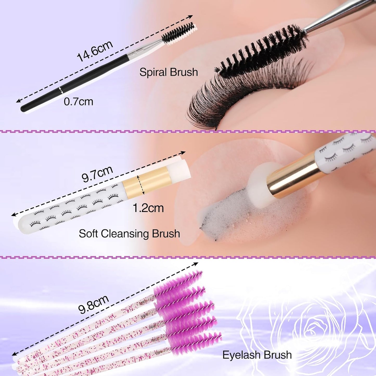 LZM Lash Shampoo for Lash Extensions 60Ml/2.1 FL.OZ Eyelash Shampoo with Lash Brush Lash Cleanser Paraben &amp; Oil Free Eyelash Cleanser for Eyelash Extensions for Salon and Home Use