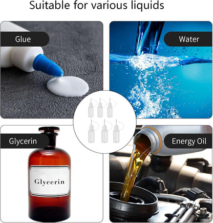 Applicator Bottle,6-Piece 10 ml and 15ml Precision Dispenser Set,Dropper Bottle,Needle Bottlees Applicator,Paint Dropper and Glue Oiler Bottles,for DIY Crafts,Lubrication,Detailed Adhesive Work