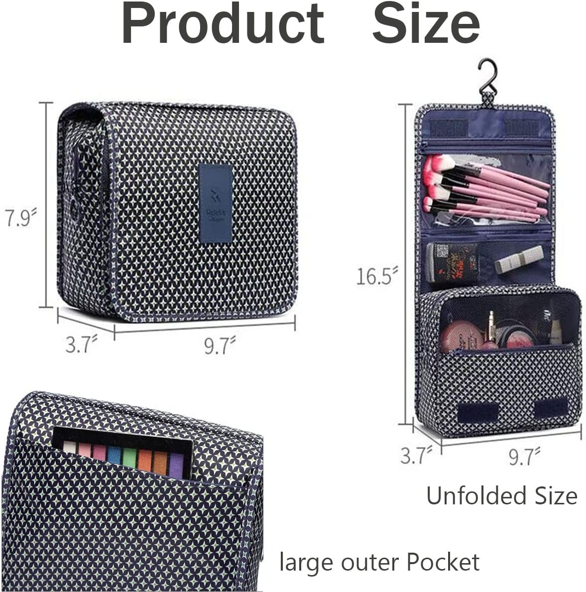 Travel Toiletry bag, Hanging Toiletries Wash Bag Makeup Cosmetic Organizer Bags for Women Girls Kids Waterproof Foldable (Leopard Print)