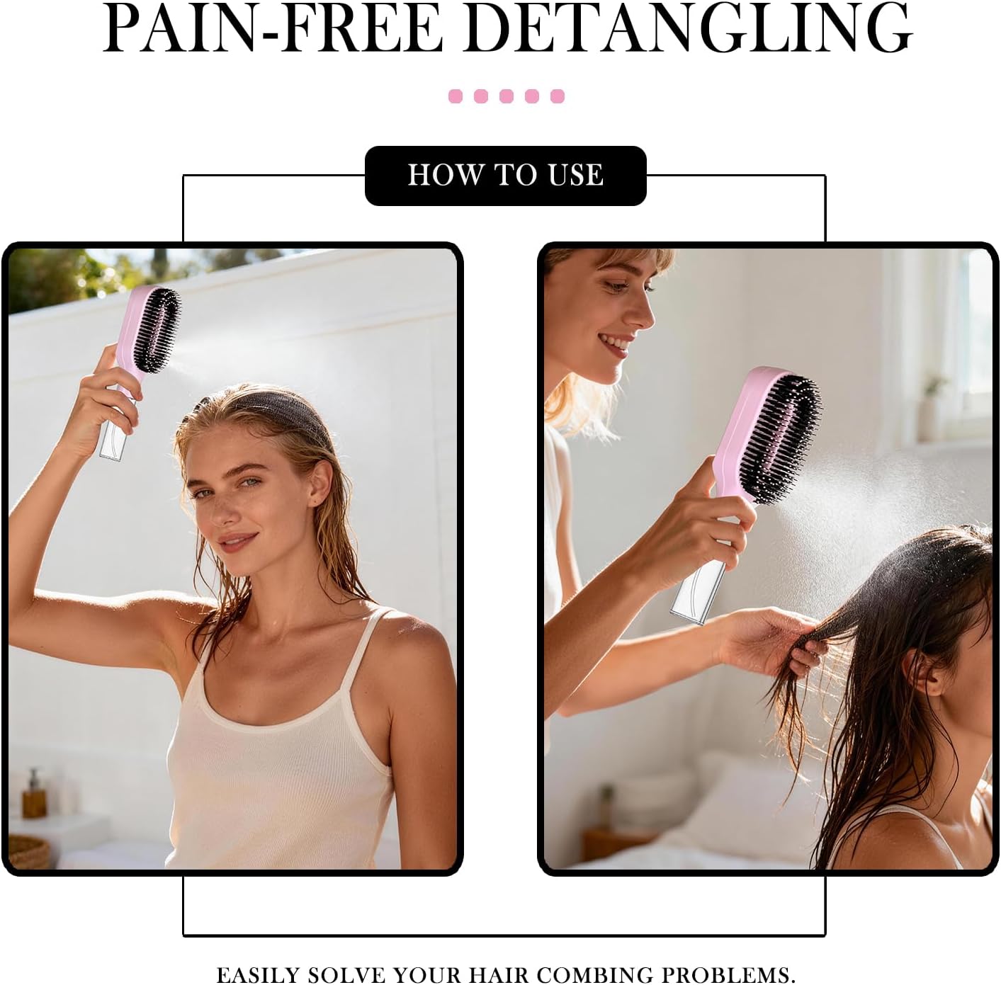 2 in 1 Detangling Brush, with Integrated Spray Atomizer, Detangling Brush for Curly and Wavy Hair, for Curly, Wavy, and Straight Hair, Anti-Tangle Brush for Hair Care