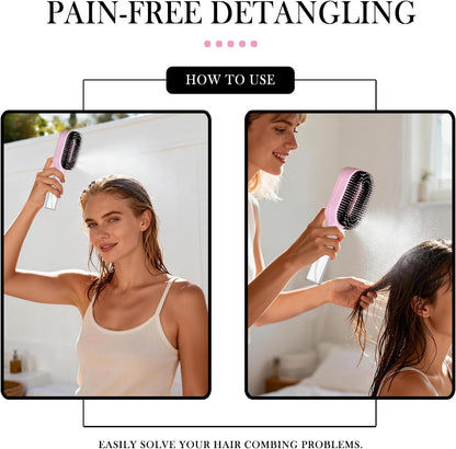 2 in 1 Detangling Brush, with Integrated Spray Atomizer, Detangling Brush for Curly and Wavy Hair, for Curly, Wavy, and Straight Hair, Anti-Tangle Brush for Hair Care