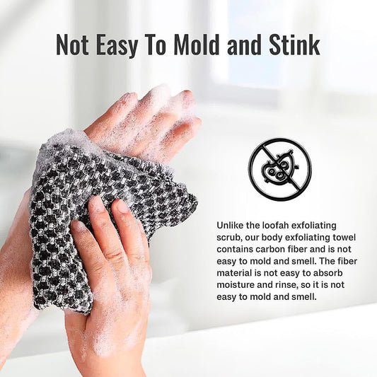 2 Pcs Japanese Exfoliating Shower Towel - Antibacterial Treated Fabric,Multi - use for Scrubbing,Lathering and Dead Skin Removal,Suitable for Adults' Daily Use