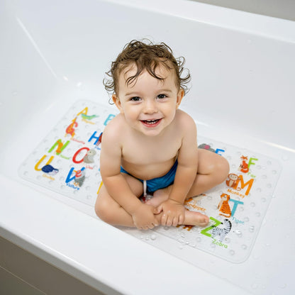 BEEHOMEE Bath Mats for Tub - Large Cartoon Non-Slip Bathroom Bathtub MatAnti-Slip Shower Mats for Floor 89 X 38 CM Machine Washable XL Size Bathroom Mats (Alphabet DWZM)