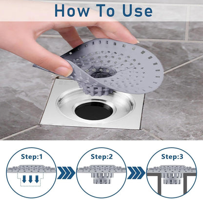 1 Pack Silicone Shower Drain Hair Catcher, Silicone Sink Strainer Protector Shower Drain Cover Hair Stopper Trap Sink Filter for Bathroom Bathtub Kitchen