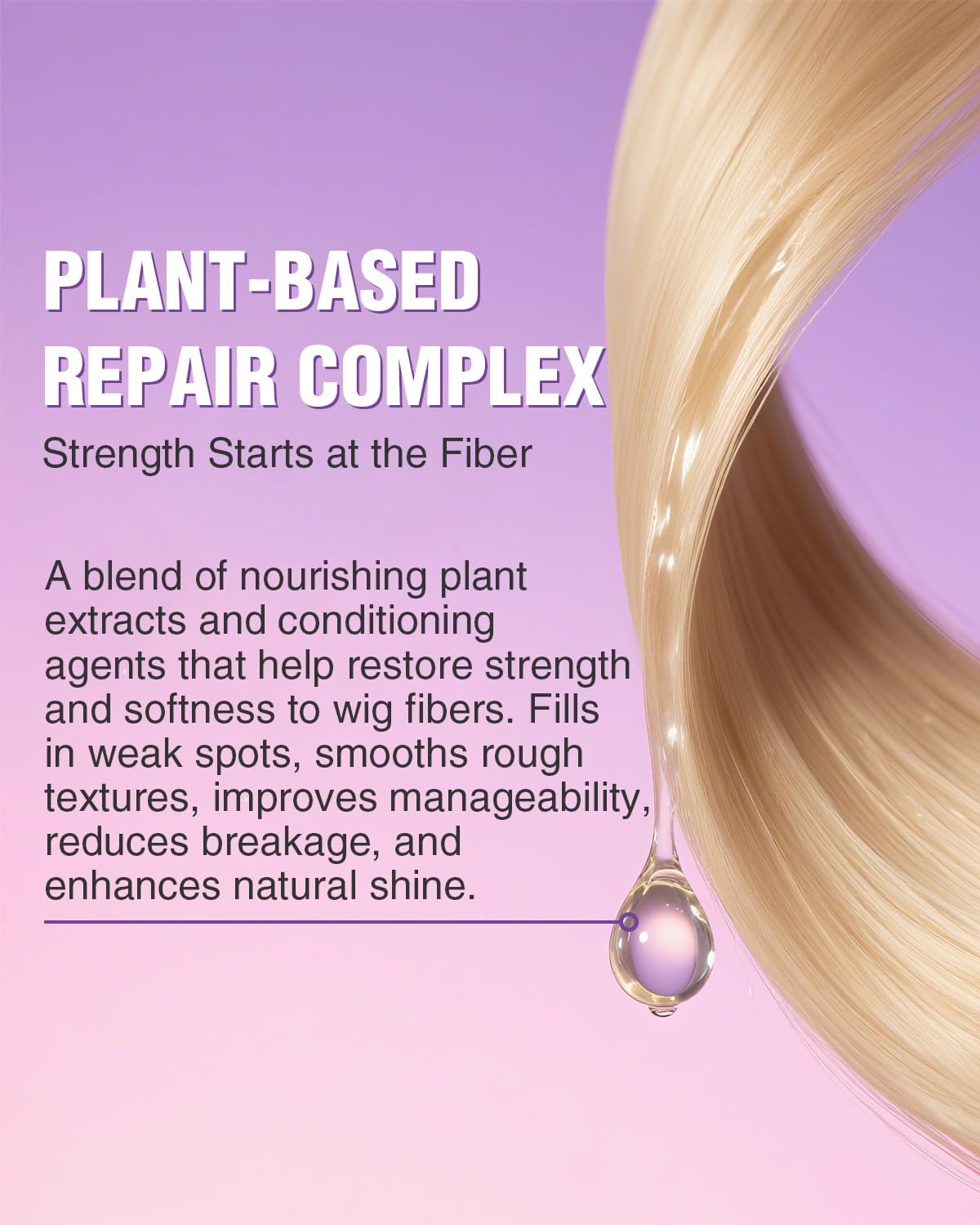 Wig Leave-in Conditioning Spray - Detangling &amp; Frizz Control for Synthetic &amp; Human Hair Wigs - Infused with Plant-Based Repair Complex, Jojoba Oil - No Rinse, Instant Softening, 100ml