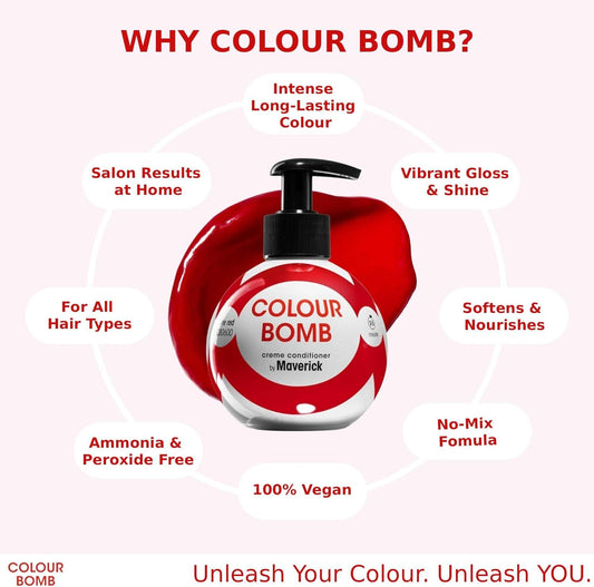 Fire Red Colour Depositing Conditioner 250ml | Vibrant Gloss &amp; Shine, Softening &amp; Nourishing Colour Refresh Treatment, No Mix, Vegan, Ammonia &amp; Peroxide Free