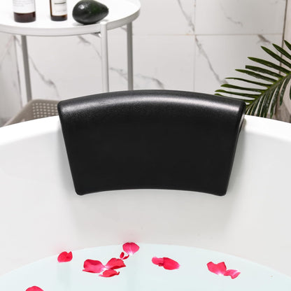 Bath Pillow, Waterproof Bath Pillow, 3D Ergonomic, Bathtub Pillow with 2 Non-Slip Suction Cups, Non-Slip Premium Bath Cushion, Ergonomic Bathtub Pillow for Bathroom Home Spa Headrest - Black