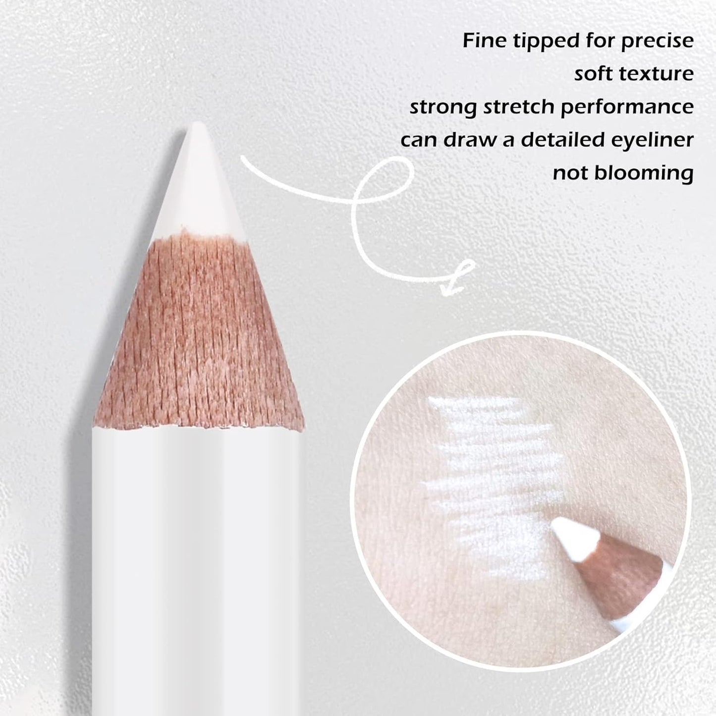 FREEORR 12 Packs Professional Highlighter Eye Liner Pen, White Eyeliner Pencil, Waterproof Long Lasting Eye Brighten