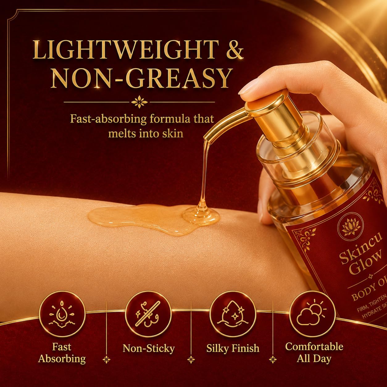 New Skincu Glow Remedy Oil for Women, Skincu Anti Aging Body Oil for Crepey, Fast Absorbing Non-Greasy Body Massage for Dry Crepey-Looking Skin, Arms, Legs, Thighs &amp; Tummy