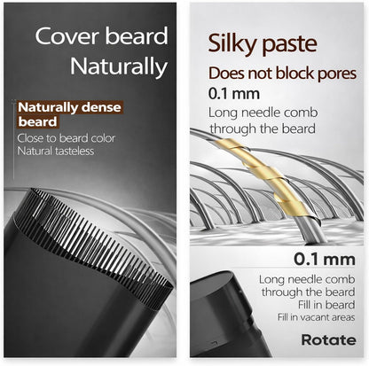 Men's Beard Colour Fill Stick Waterproof Sweat-Resistant - Instant Touch Up Dye Stick for Natural Grey Hair Coverage, Thickening &amp; Defining Facial Hair with Smudge-Proof Finish (01#Black)