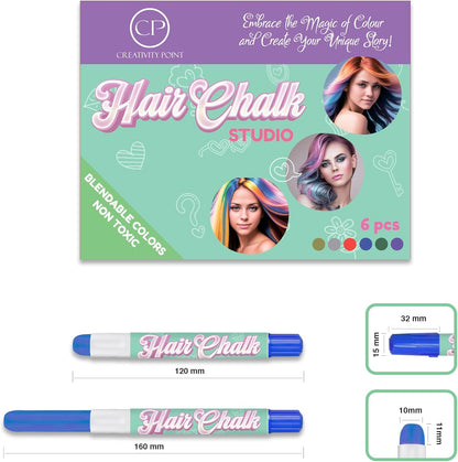 Hair Chalk Gift for Girls - 6 Pens Temporary Non-Toxic Easy Washable Hair Dye Colorful, Pens, Gift Birthday Party Girls, Metallic Colour