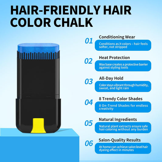 Temporary Hair Chalk - Disposable Hair Colour, Quick Drying and Washable - DIY Hair Colour for Halloween Cosplay Styling - Long Lasting Colour and Easy to Clean - Creative Hair Waxes