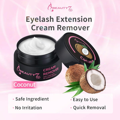 Beauty7 Eyelash Extension Glue Remover Cream Low Irritation and Fast Dissolution Individual Lash Remover Cleanser for Extensions Coconut Scent