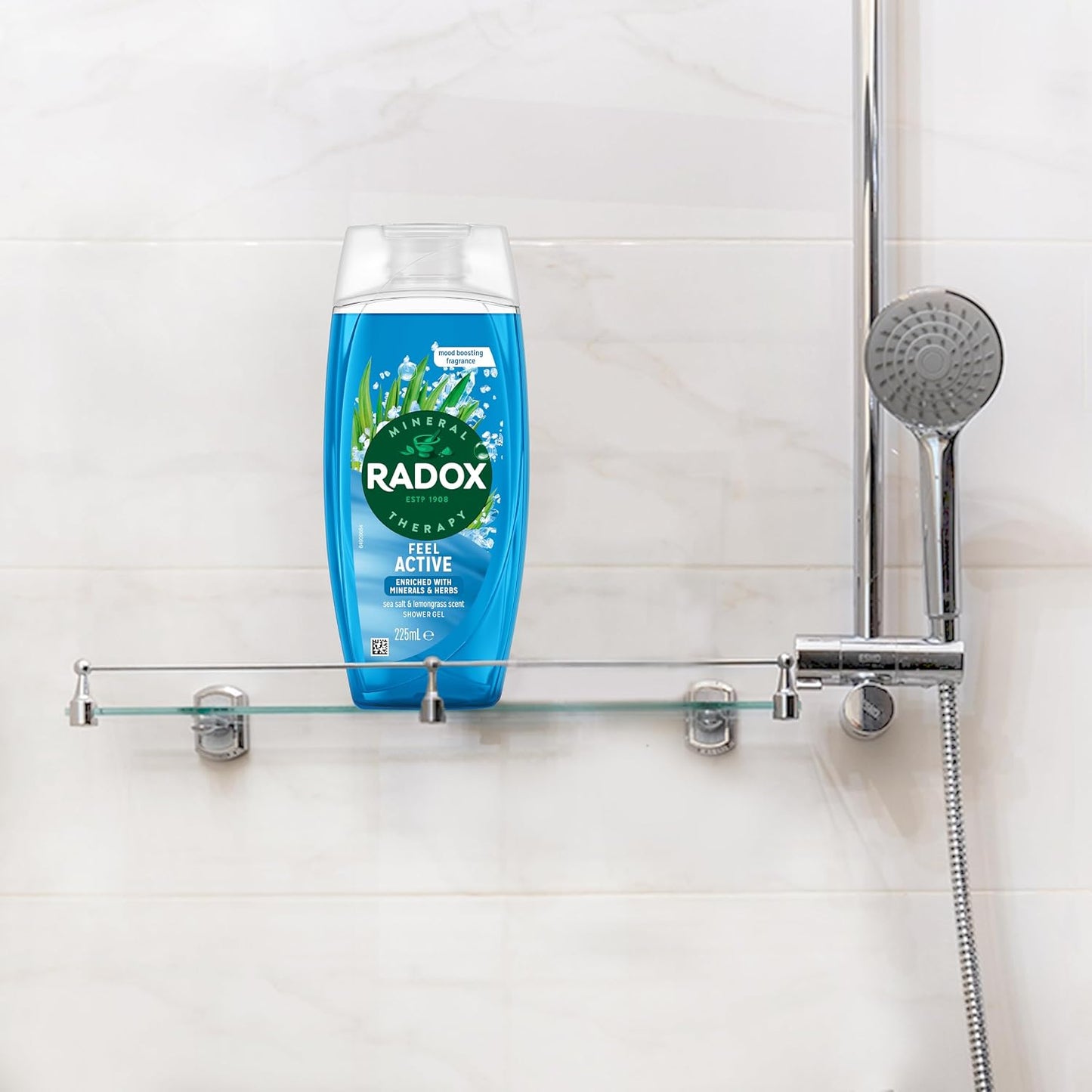 Radox Mineral Therapy Feel Active Body Wash Shower Gel uniquely blended with herbs, minerals, and a sea salt &amp; lemongrass fragrance for a refreshing experience 225 ml, Pack of 6