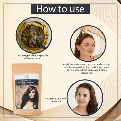 Organic Henna Dark Brown(with Indigo) some may need more Indigo MUST strand test | Healthier hair | CPSR certified in UK/EU, GMP, USDA