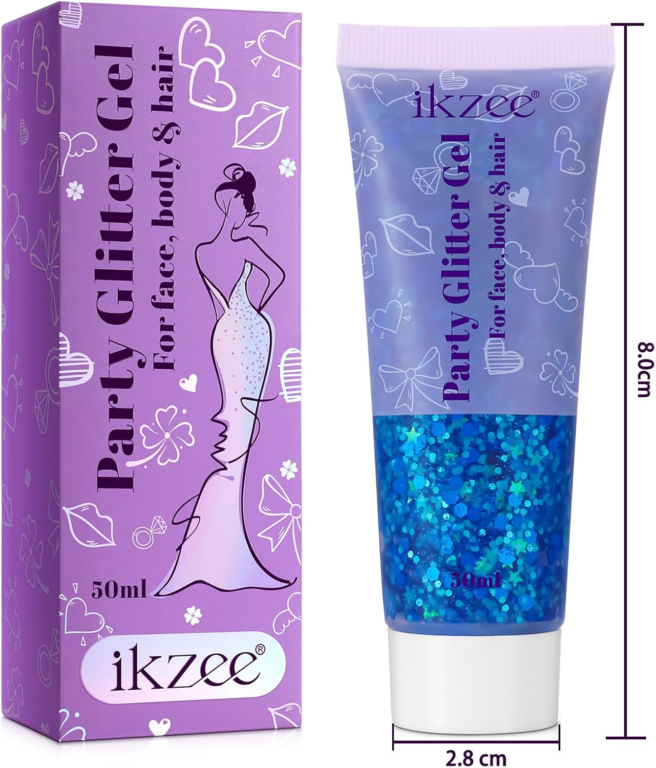 Body Glitter Gel 3PCS, 50ml Blue Gold Red Face Hair Glitter Gel Sequins Shimmer Liquid Eyeshadow, Liquid Holographic Glitter Gel, Chunky Glitter for Music Festival, Parties, Performances, Stages
