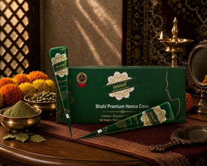 Shahi 100% Natural Henna Cones, Ready to Use Organic Henna Paste Cones, Mehandi Cone Made From Triple Sifted Henna Leaf Powder, Long-lasting Henna Paste for Festivals, Chemical-free (Pack of 3)