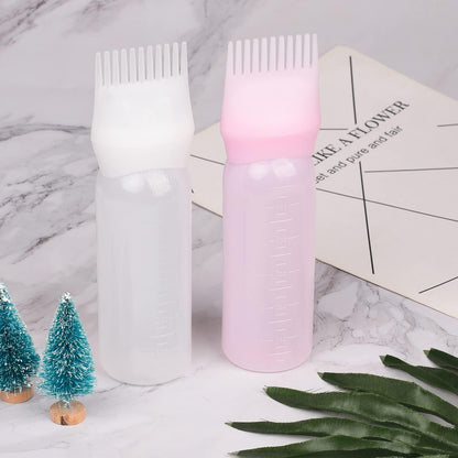 Hair Dye Brush Bottle Hair Root Comb Applicator Bottles Hair Dye Tools Applicator Brush Bottles for Salon (White)