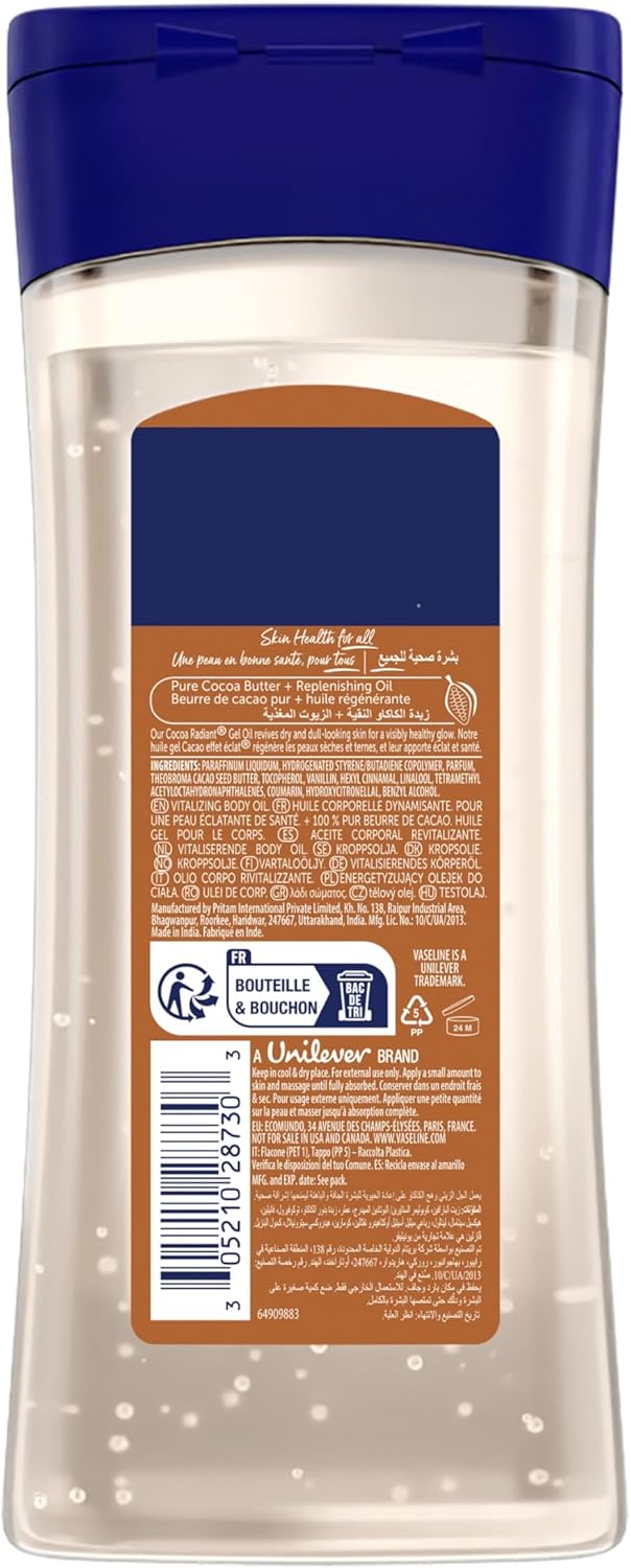 Vaseline Intensive Care Cocoa Radiant Body Gel Oil, 6.8 Ounce