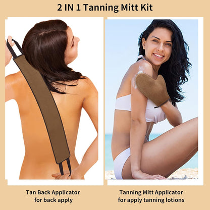 Sibba 2 Pack Tanning Back Lotion Applicator Kit, Mini Self Tan Mitt, Back Buddy Lotion Applicator for Back Self Applicator Work with Self Tanning Mitts When Apply Tanning Lotion