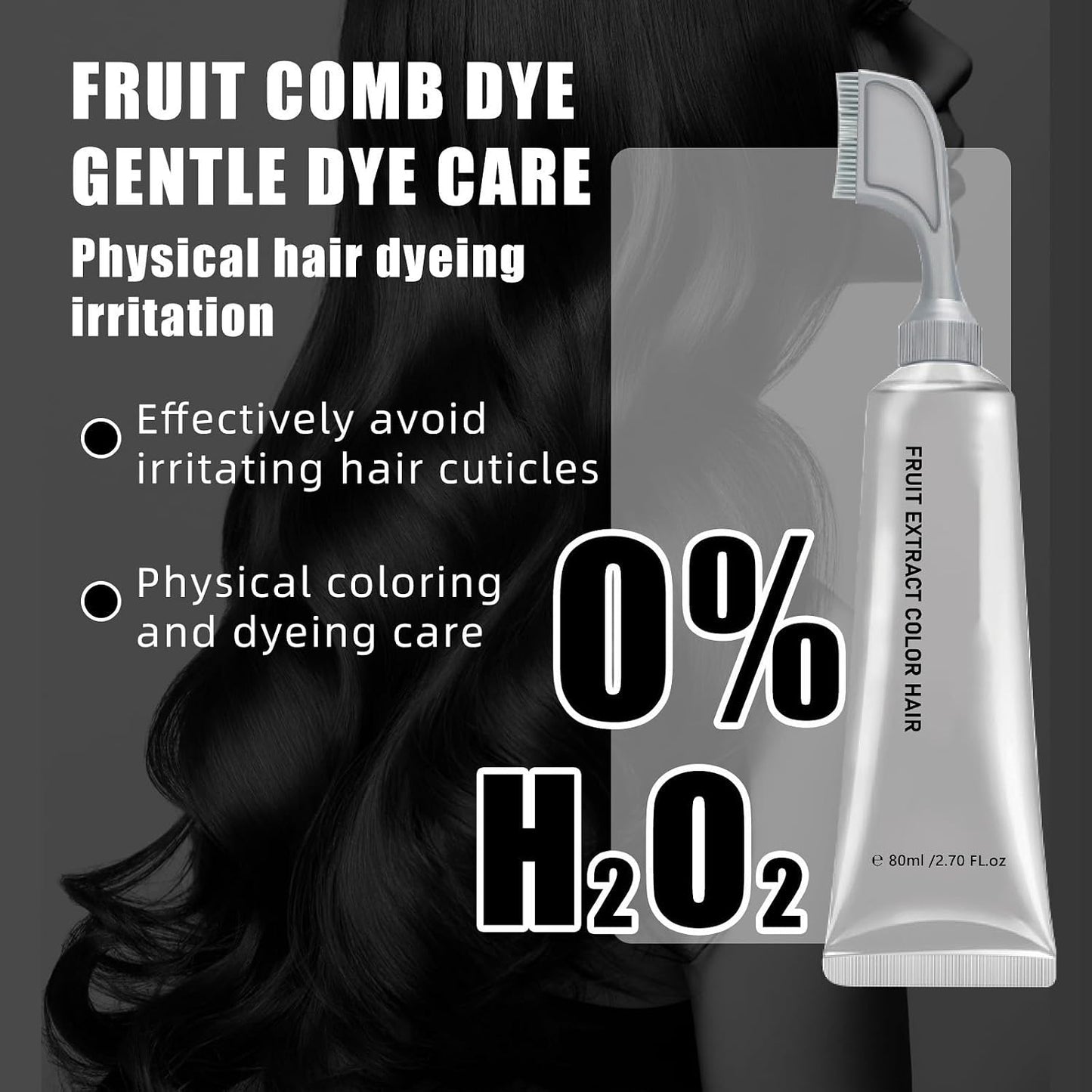 Fruit Essence Hair Dyeing Comb, Fruit Hair Dye Cream for Grey Hairs Coverage - Natural, Plant-Based Extract Hairs Dye Essence, Ammonia-Free, Keratin Ha-ir Color for Men Women (1,Black)