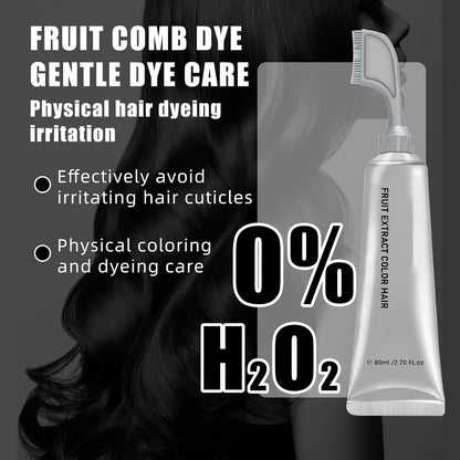 Fruit Essence Hair Dyeing Comb, Fruit Hair Dye Cream for Grey Hairs Coverage - Natural, Plant-Based Extract Hairs Dye Essence, Ammonia-Free, Keratin Ha-ir Color for Men Women (1,Black)