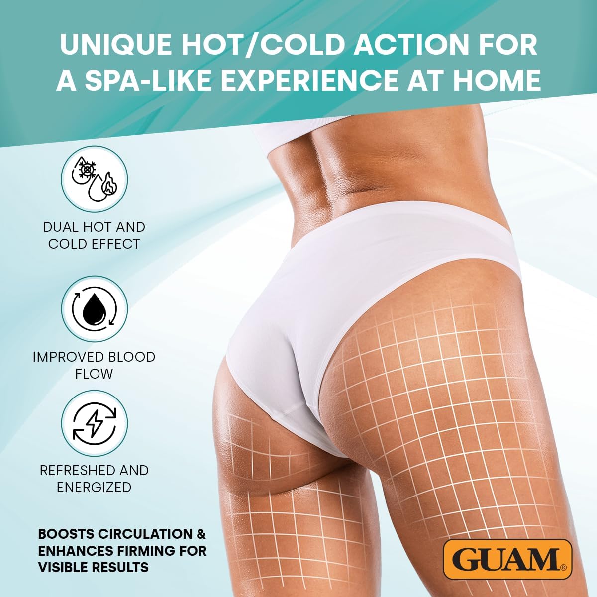 GUAM FangoGel Anti Cellulite Cream for Legs with Hot-Cold Action - 200ml No-Rinse Lipo Active Mud Gel for Skin Firming, Slimming Care, Water Retention and Smoother-Looking Sculpted Legs