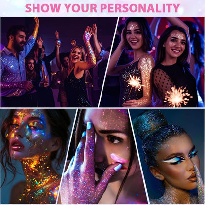 Body Glitter Gel, 12 Colours Face Glitter, Mermaid Sequins Hair Glitter, Chunky Glitters Sparkling Gel for Face, Eye, Body, Hair, Festival Party Makeup Decoration (Style B)