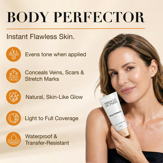 Body Perfector for Flawless Legs, Waterproof Leg, Body Makeup &amp; Transfer-Proof Coverage to Conceal Veins &amp; Spots with a Natural Glow, for All Skin Types (Medium)