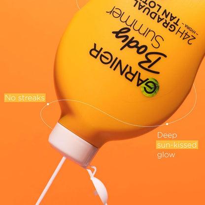Garnier Summer Body Gradual Tan Moisturiser Deep, For A Radiant Sun Kissed Glow, Suitable For Face &amp; Body, 24 Hour Hydration &amp; A Natural Even Tan, Fast Absorption, Vegan Formula, 400ml