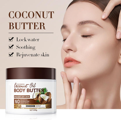 200g Coconut Body Butter for Women - Body Moisturiser for Dry Skin, Deeply Nourishes, Soothes, and Hydrates for Silky Smooth Skin，Body Skincare Coconut Cream, Daily Skincare Routine
