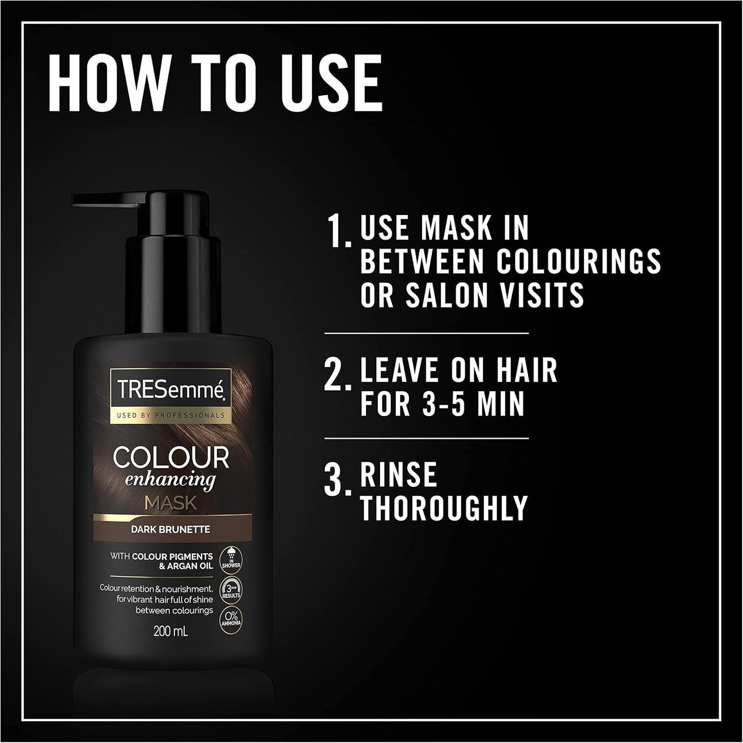 TRESemmé Dark Brunette Colour Enhancing Hair Mask with colour pigments &amp; argan oil for a vibrant colour with brilliant shine between colourings 200 ml