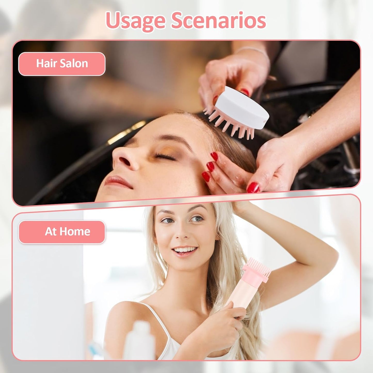 Hair Oil Applicator Bottle Set, 3 Pack Root Comb Applicator Bottles with Graduated Scale, 3 Hair Scalp Massager Shampoo Brush for Even Dyeing and Scalp Care