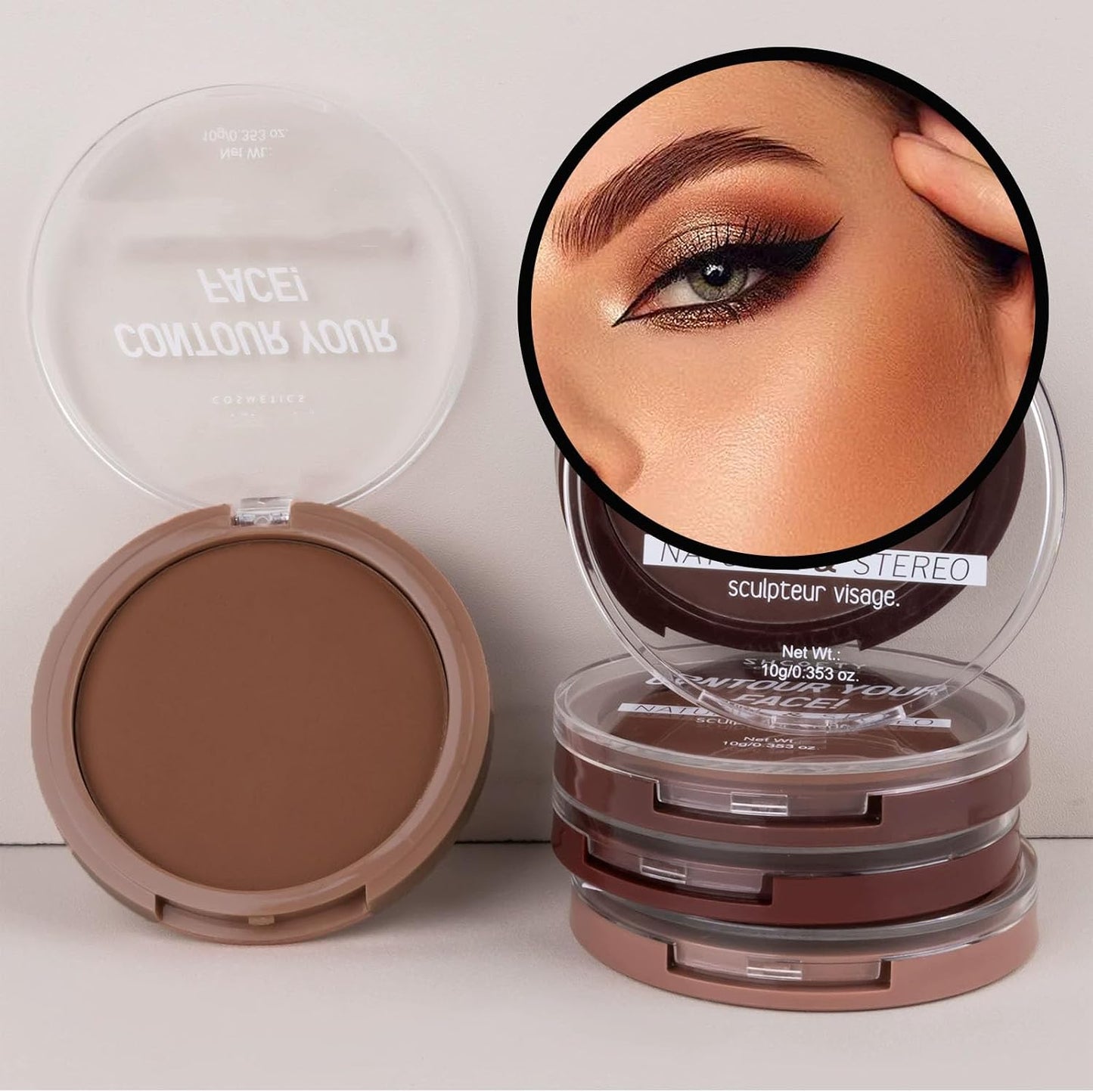 Bronzer Contour Palette Powder, Natural Looking Make up Palettes, 3D Make-up Deep Reddish Brown Matte Long Lasting Sweat Resistant, Waterproof Smooth Contouring Makeup for Women