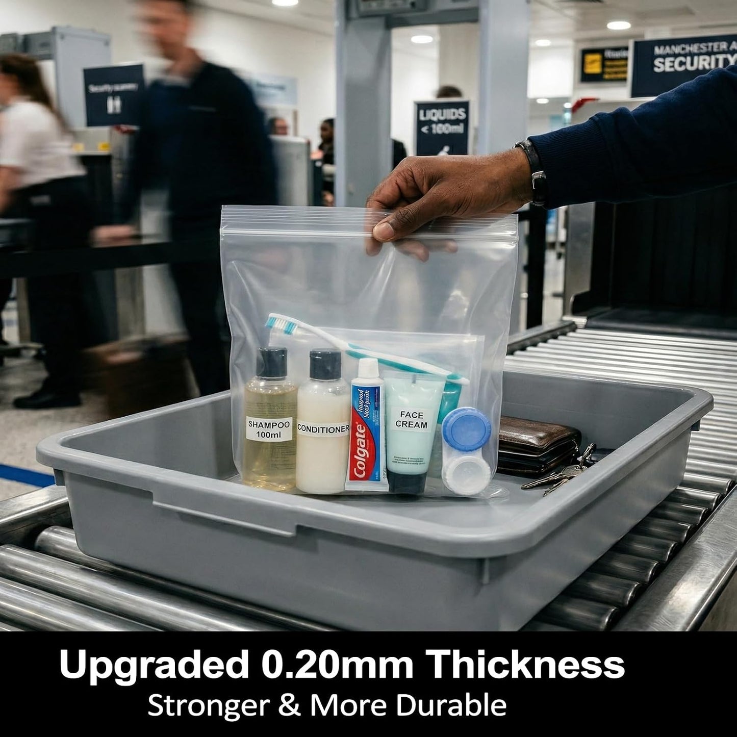 Airport Security Liquids Bags, 6 Pack 20 x 20cm Airline Approved Clear Bags for Hand Luggage