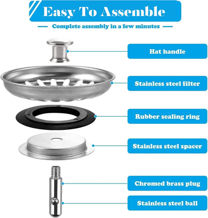 PROVIDE – 304 Stainless Steel Kitchen Thicken Sink Plug Strainer – Rust Free Kitchen Sink Strainer Replacement for Food and Hole Hair Catcher Hole Diameter 78mm