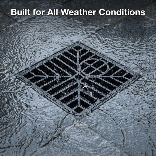 Square Outdoor Drain Cover 150mm x 150mm (6 x 6 in) Heavy Duty Drain Grate Cover for Gardens Patios Driveways Prevents Leaves and Debris Blocking Drainage Durable Weather Resistant for Outdoor Use
