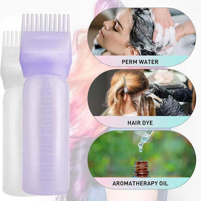 3 PCS Plastic Hair Dye Oil Applying Applicator with Graduated Scale, Root Comb Applicator and Continuous Spray Bottle, 200ml(white)
