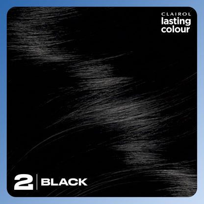 Clairol Lasting Colour Permanent Hair Dye | Ideal Grey Coverage | Shiny and Moisturised Hair | 2 Black