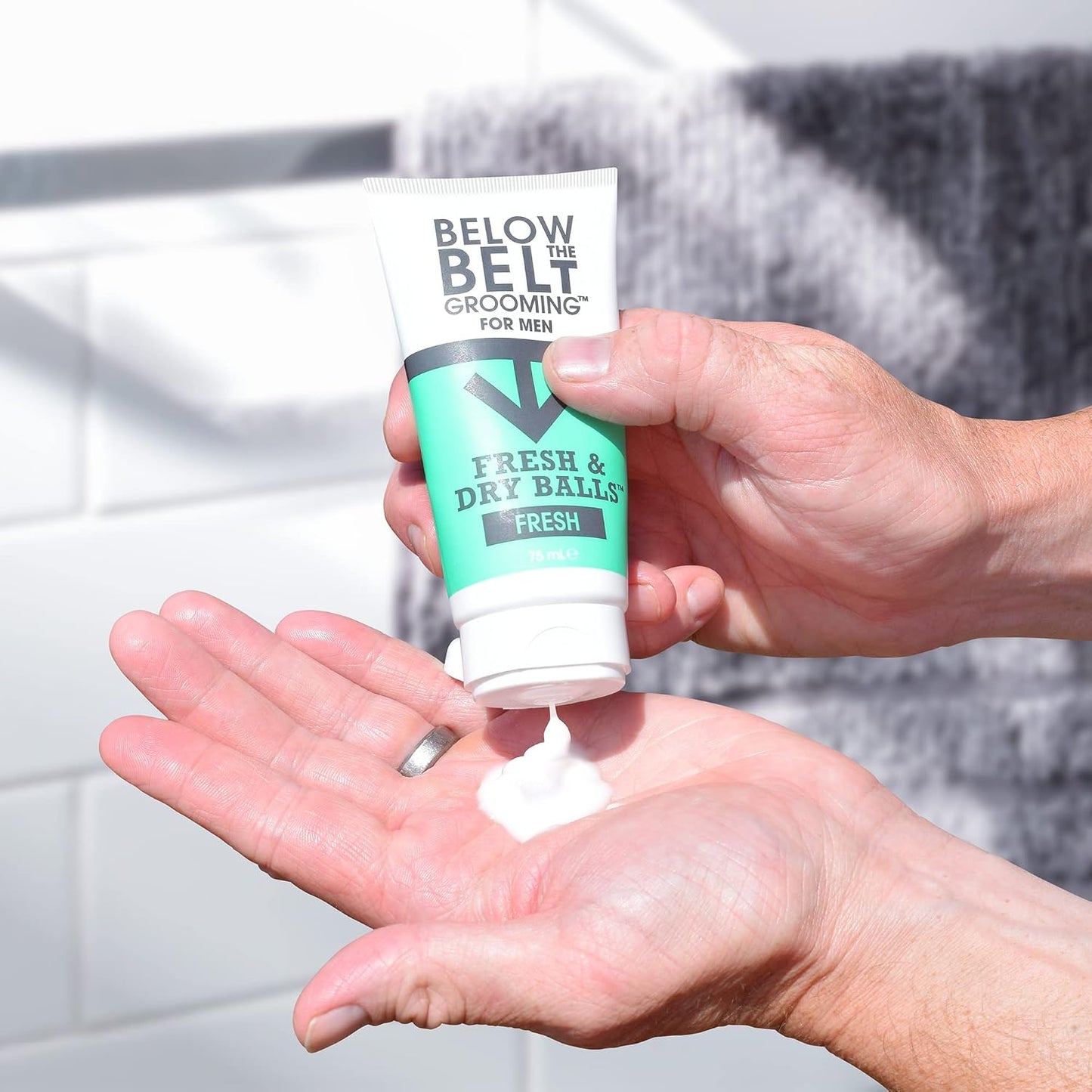 Below The Belt Fresh &amp; Dry Balls Anti Chafe Deodorant Gel Fresh Scent 75ml | Anti-Chafing and Deodorant Gel for Men. Long Lasting Odour Control. Quick Dry Intimate Protection with a fresh scent.