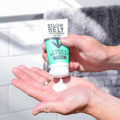 Below The Belt Fresh &amp; Dry Balls Anti Chafe Deodorant Gel Fresh Scent 75ml | Anti-Chafing and Deodorant Gel for Men. Long Lasting Odour Control. Quick Dry Intimate Protection with a fresh scent.