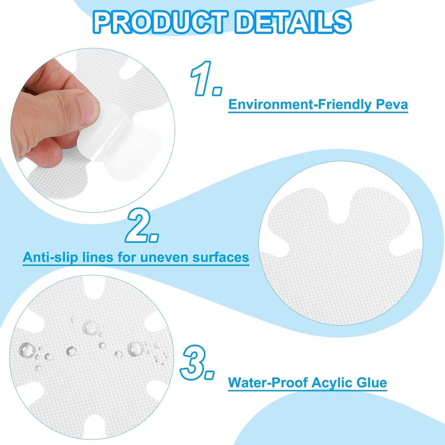Non Slip Shower Stickers 12 Pcs,Anti Slip Bath Stickers Round Clear Self Adhesive Bathroom Non-Slip Sticker with Scraper for Tile Floor Steps Invisible Shower Anti Slip Decals, Bath Non Slip Stickers