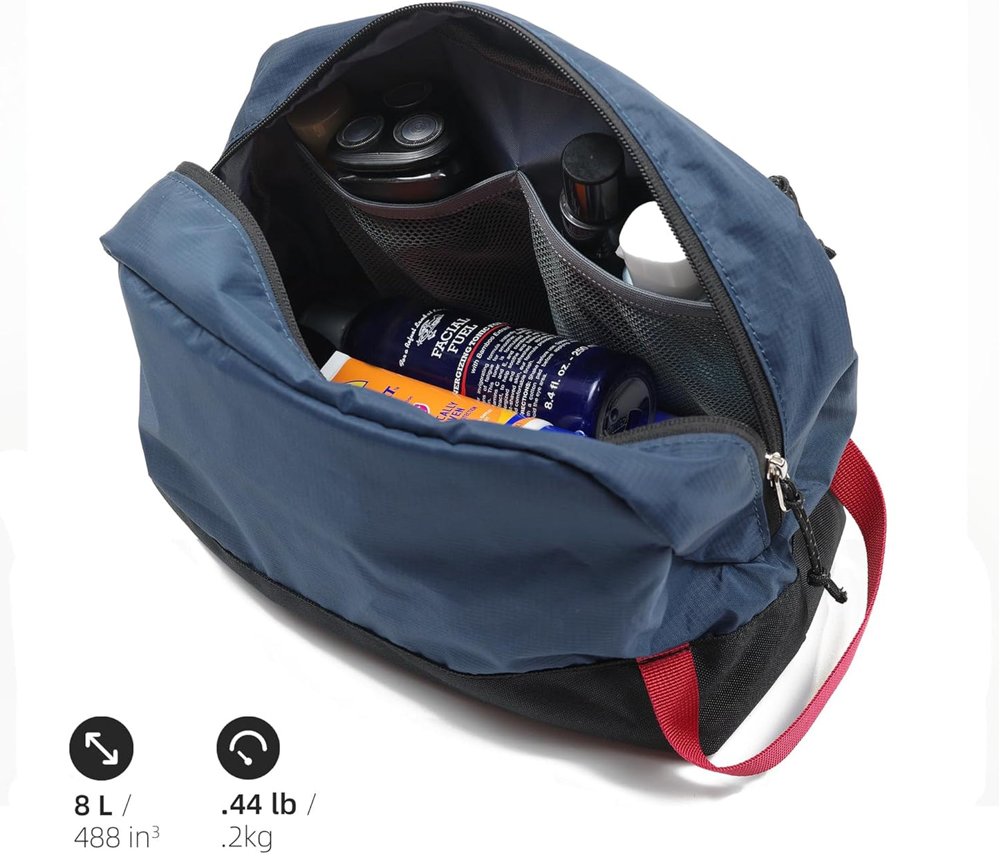 Travel Toiletry Bag 8L, Large Wash Bag with Waterproof TPU Wet/Dry Compartment
