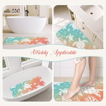SHUCHING Turtles Bath Mat Non Slip Anti Mould, 100 X 40 cm Extra Long Bathtub Mat Anti Slip, Shower Mat Non Slip Anti Mould for Bathroom Machine Washable
