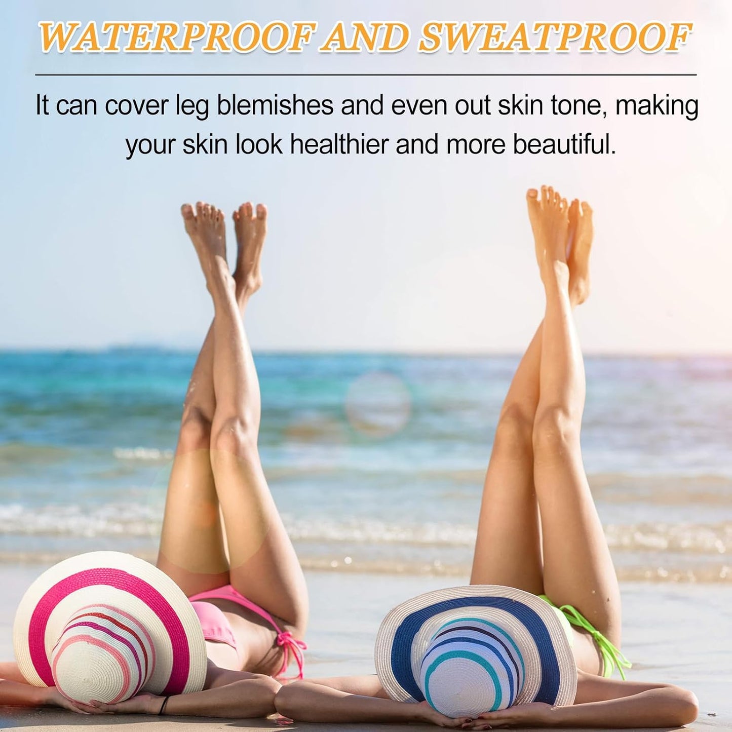 Waterproof Leg Makeup, No Transfer Full Coverage Body Foundation - Flawless Lotion for Veins, Scars, Tattoo Cover Up and Even Skin Tone (Fairest Glow)